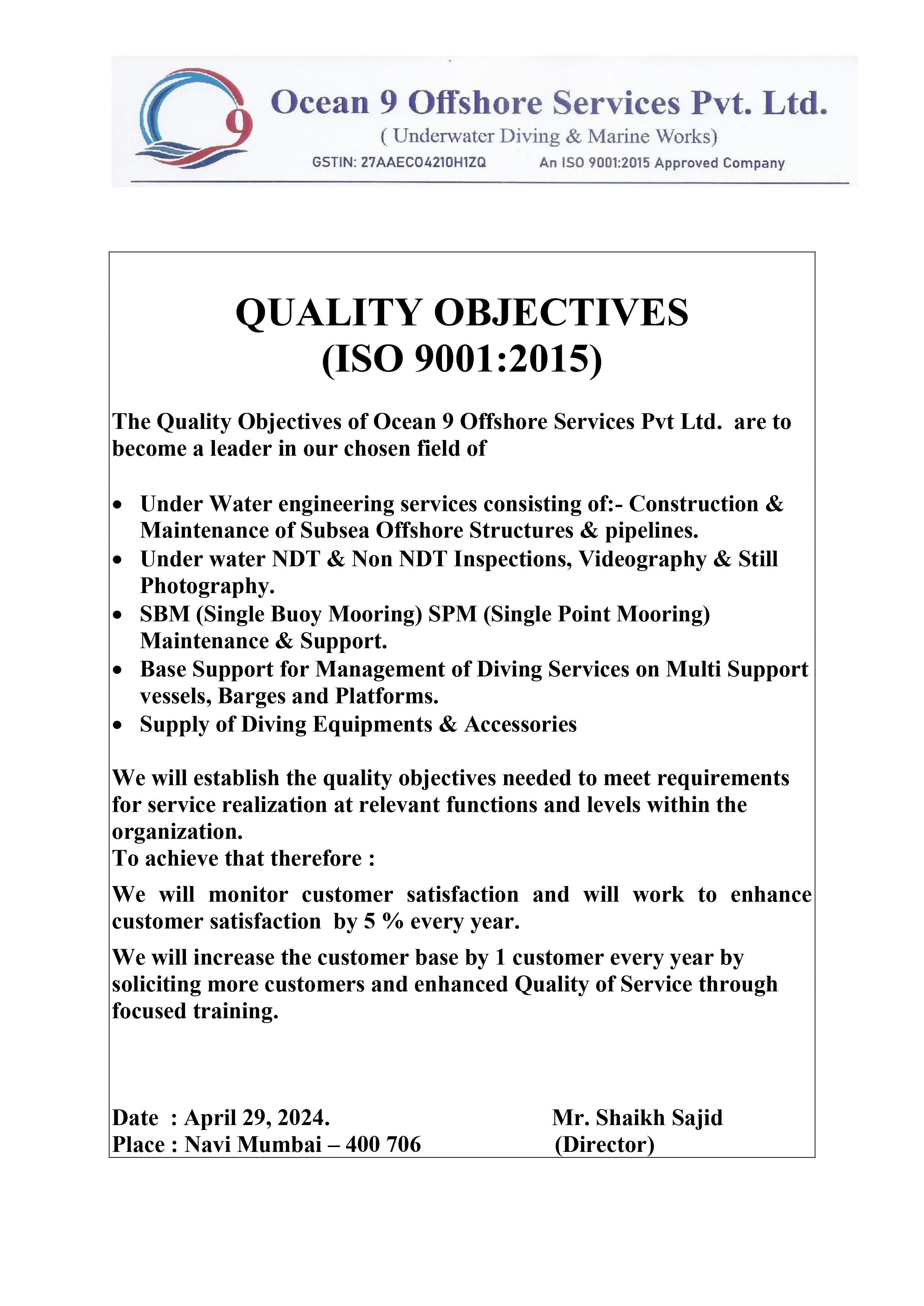 Quality Objectives (Page 2)