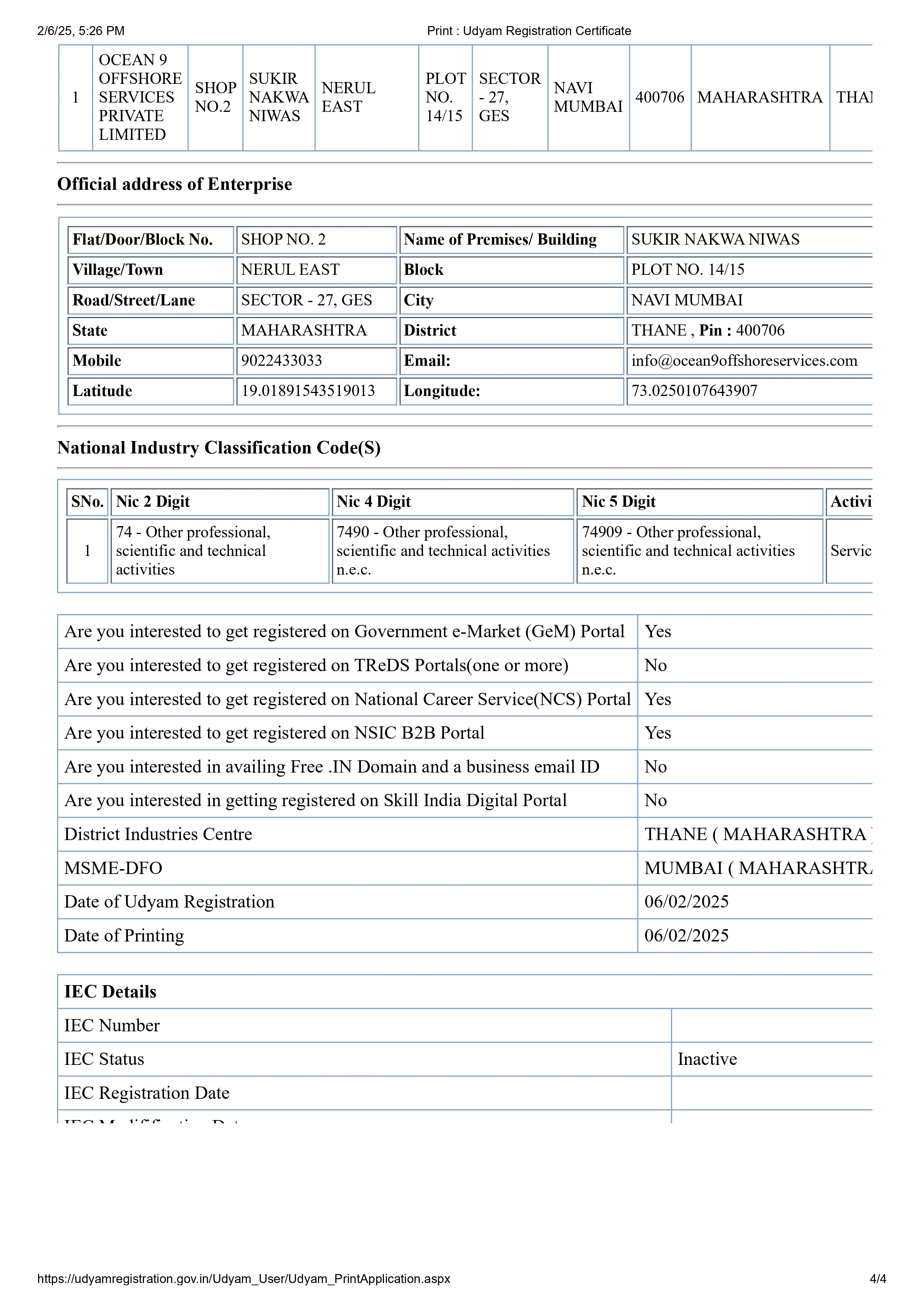 UDYAM Registration Certificate (Page 4)